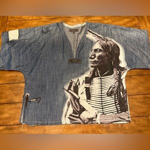 Double D Ranch denim Indian short sleeve top